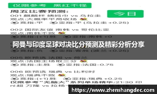 阿曼与印度足球对决比分预测及精彩分析分享